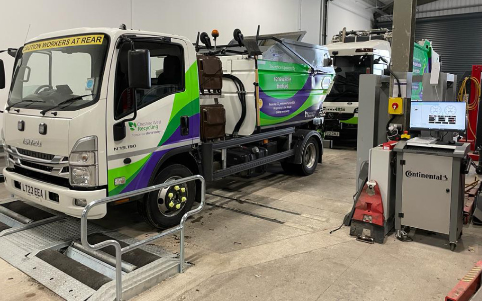Cheshire West Recycling's fleet, powered by renewable biofuels, are serviced, maintained and tested in-house by the client's own workshop team