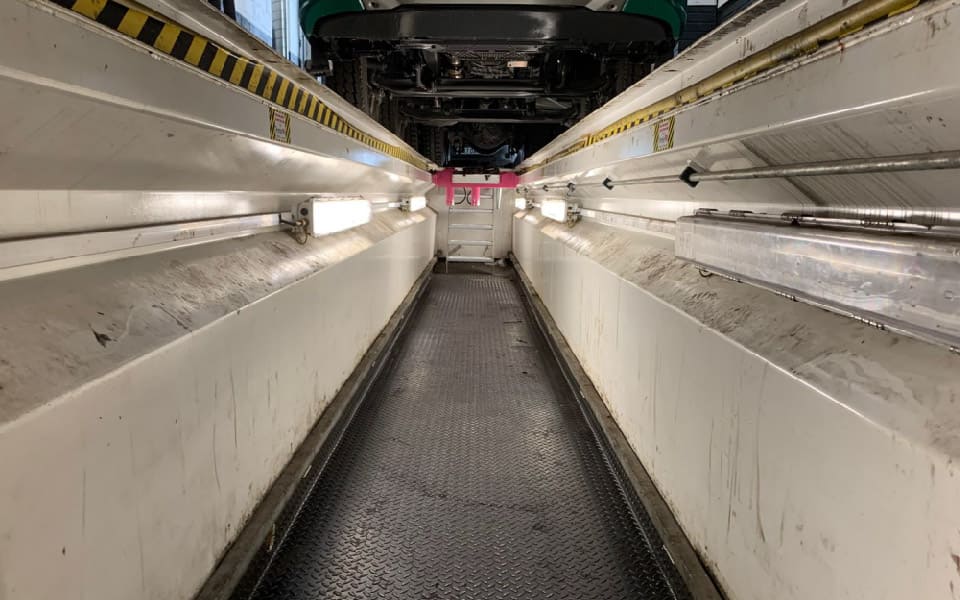This vehicle inspection pit allows efficient and safe access to vehicles when completing servicing, repairs and maintenance jobs