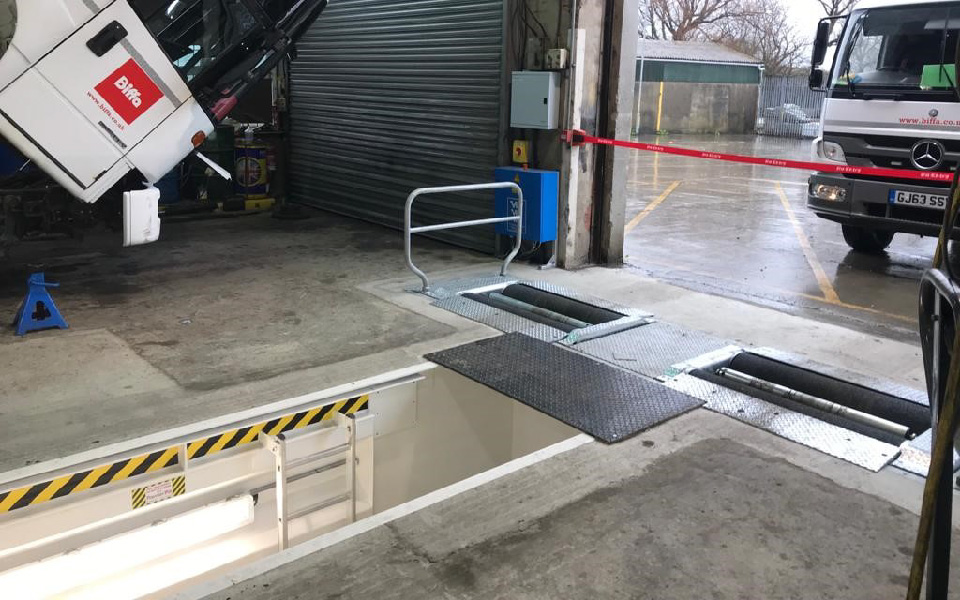 Installation of commercial brake testers for waste management company Biffa, Anglesey, part of our commercial workshop garage equipment installation by CCS Garage Equipment