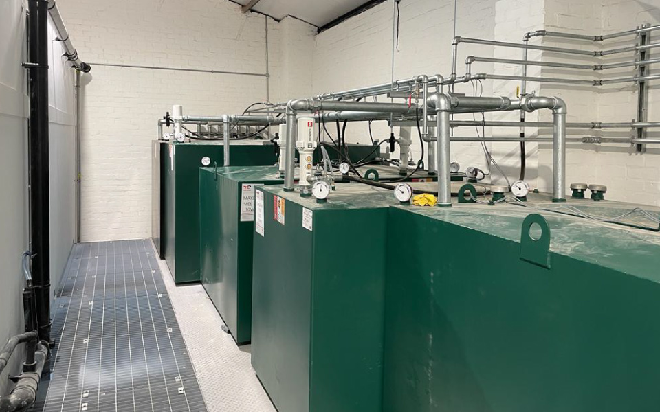 Installation of fresh & waste oil systems, including new bespoke fabricated oil tanks