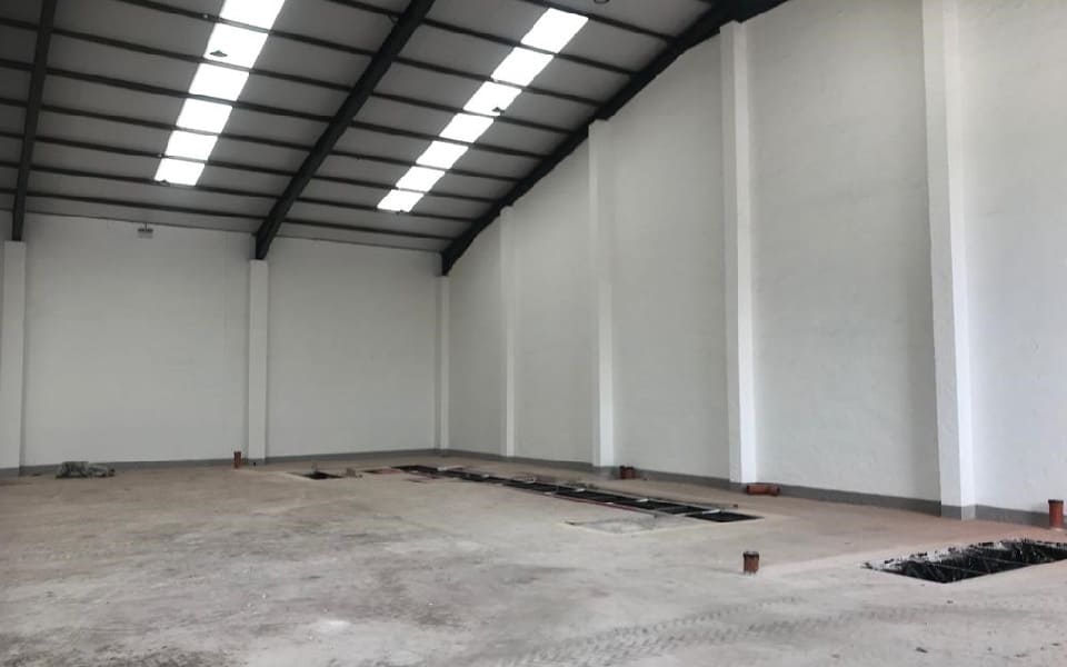 Internal construction works in progress by CCS Garage Equipment at Diamond Trucks, Warrington’s new 12-bay commercial vehicle workshop