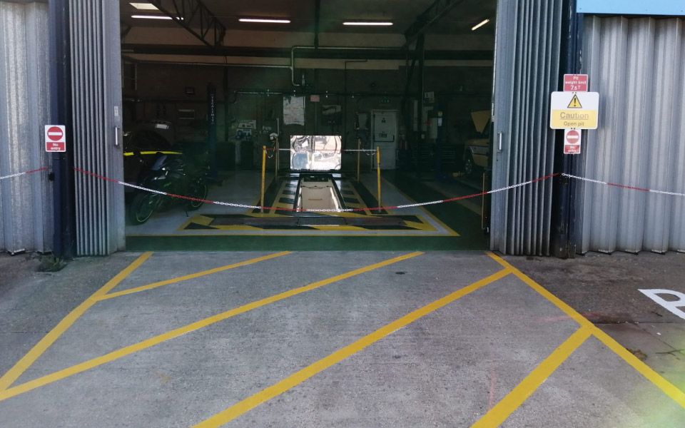 Exterior of East Midlands Airport’s airport vehicle maintenance workshop