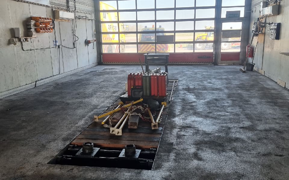 Floor coating eroded at East Midlands Airport’s commercial vehicle workshop