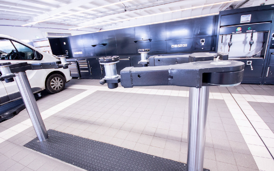 Leading Nussbaum 2-post, in-ground vehicle lifts installed by CCS Garage Equipment for Jaguar Land Rover, Belfast as part of this huge garage equipment installation project