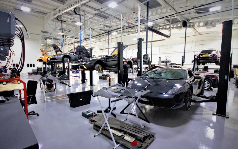 Ancillary workshop equipment including lubrication, compressed air and LEV system installed by CCS Garage Equipment in London