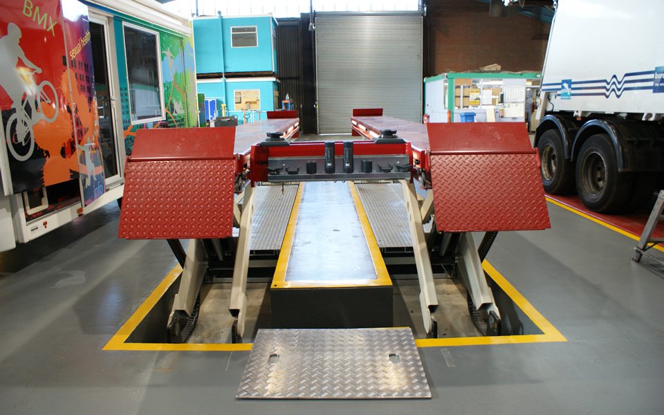 Stertil Koni commercial vehicle lifting platform with baseframe-free design installed by CCS Garage Equipment for Poole Council’s local authority vehicle maintenance workshop