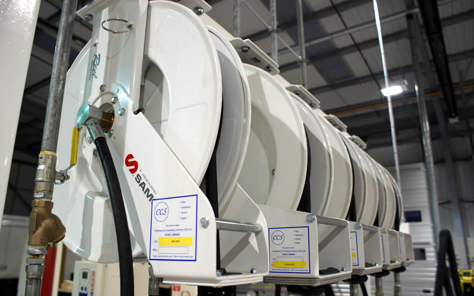 Installation of Samoa lubrication reels for Staffordshire Fire Service by CCS Garage Equipment