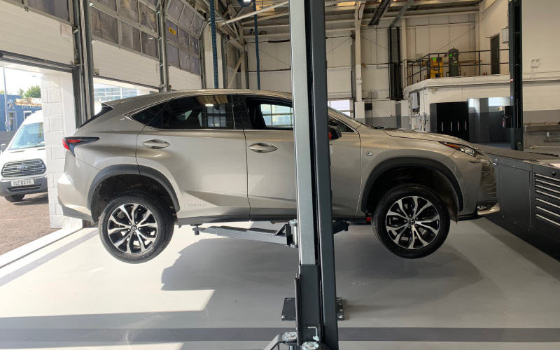 Installation of Nussbaum 2.35 SL Smart Lifts completed and fully-tested by CCS Garage Equipment for Toyota, Belfast’s upgraded dealership 