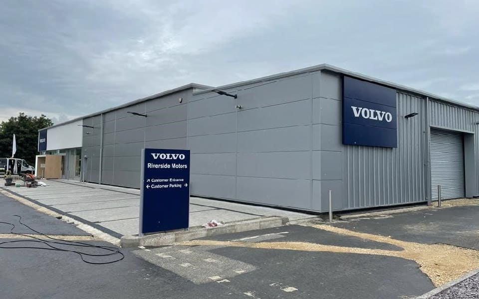 External photo of new Volvo dealership facilities, Riverside Motors Wakefield