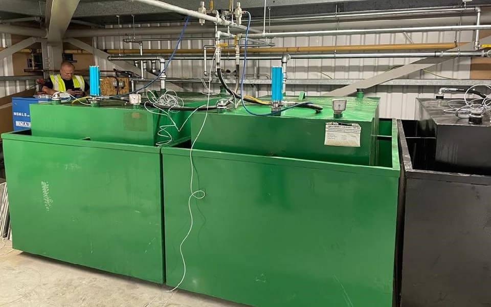 Oil tank storage facilities at Volvo's new dealership